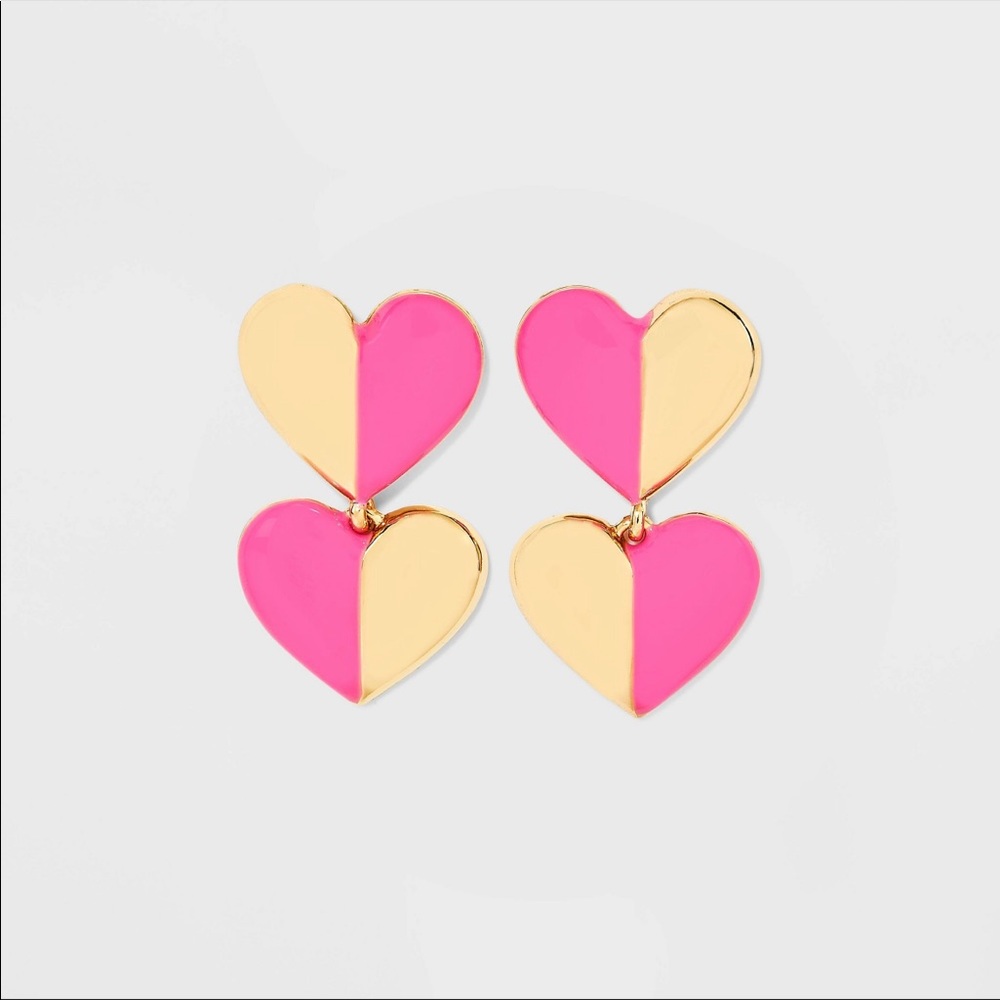 SUGARFIX by BaubleBar hot pink heart drop earrings.